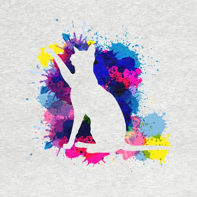 Splatter Cat, Colorful kitty, cat lover, kat silhouette by theglaze